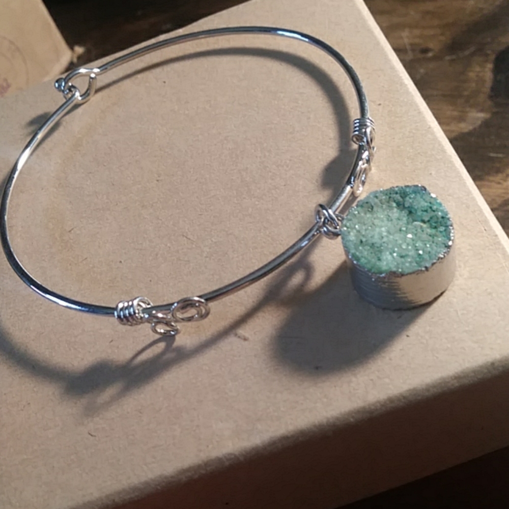 Real quartz druzy stone bracelet